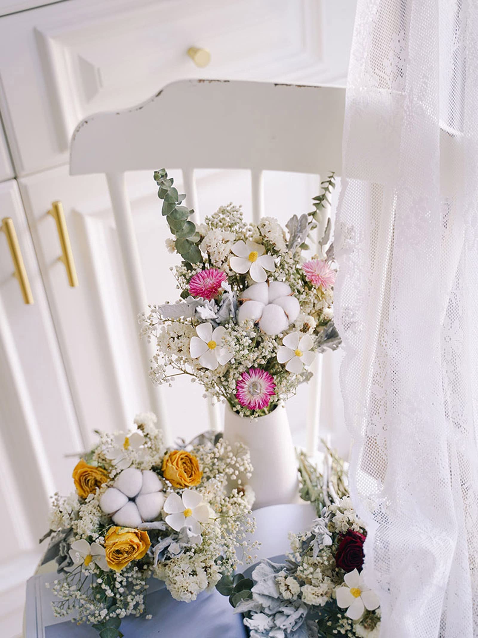 Amazon｜ドライフラワー 花束 ユーカリのバラの花の花束insの家に飾